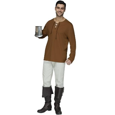 Fun World Peasant Shirt Adult Costume (Brown) - Image 2