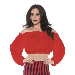 Underwraps Costumes Pirate Crop Top Blouse Red Adult Costume
