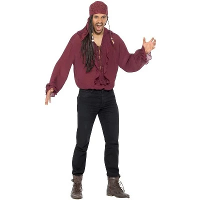 Smiffy's Smiffy Pirate Shirt Adult Costume (Dark Red) - Image 2