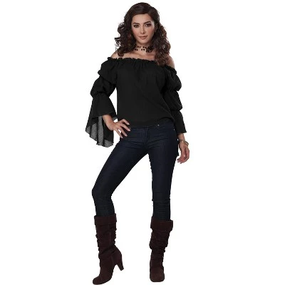 California Costumes Renaissance Peasant Blouse Adult Costume (Black) - Image 2