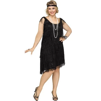 Fun World Shimmery Flapper Plus Size Costume (Black) - Image 2