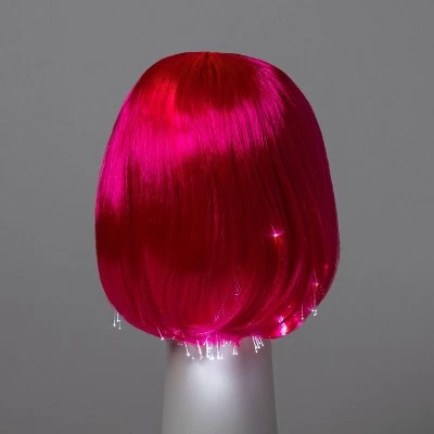 Hyde & EEK! Boutique Adult Premium Light Up Hot Pink Bob Halloween Costume Wig - Hyde & EEK! Boutique™ - Image 2