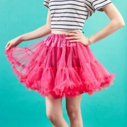 Zodaca Hot Pink Tutu Dress for Kids Halloween Costume, Girls Cute Short Petticoat Skirt, Size Large